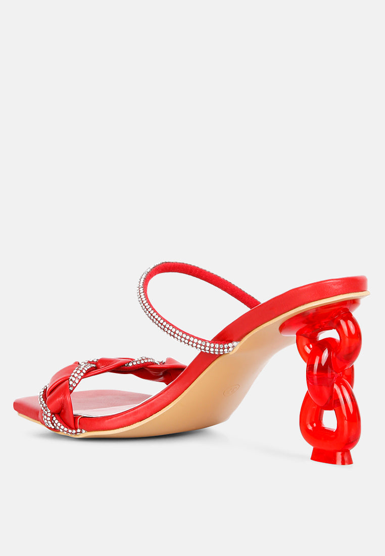 Big Plan Diamante Detail Mid Heel Sandals-2