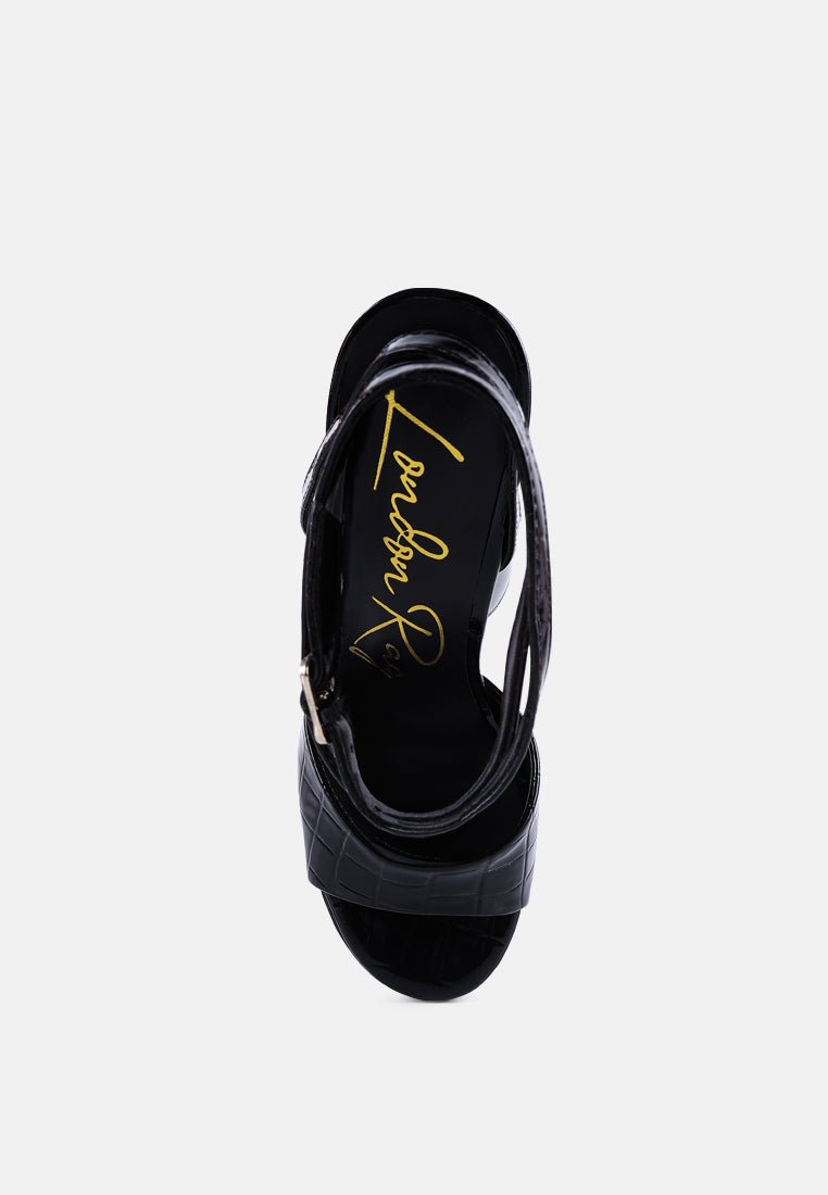 Drop Dead Patent Croc Ultra High Platform Sandals-4