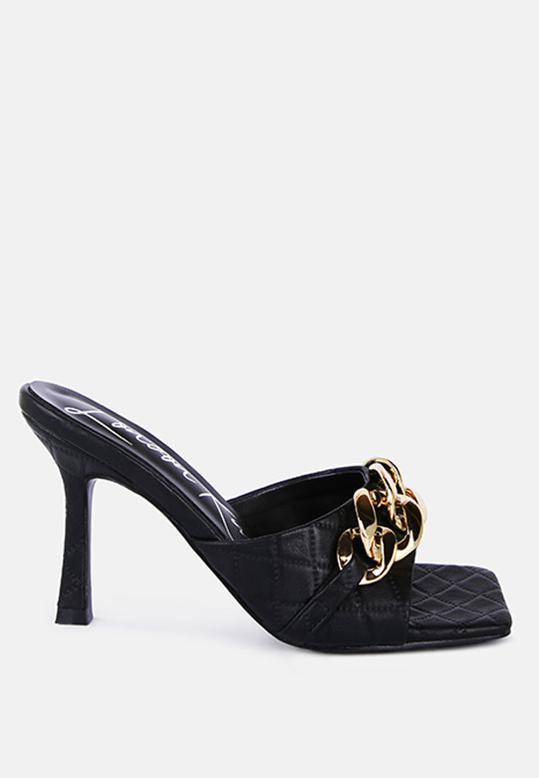 Mermaid Quilted Metallic Chain Embellished Sandals-5