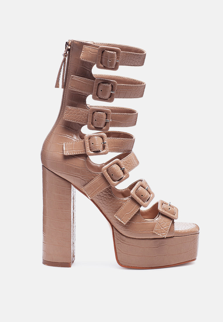 Sarouchi Caged Gladiator Platform Sandals-5