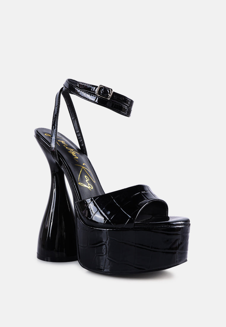 Drop Dead Patent Croc Ultra High Platform Sandals-2