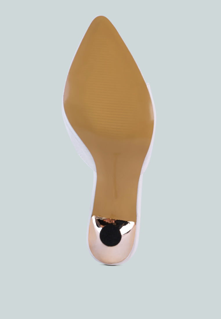 French Cut Croc Texture Patent Faux Leather Sandals-4