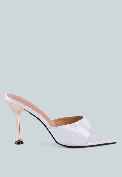 French Cut Croc Texture Patent Faux Leather Sandals-0