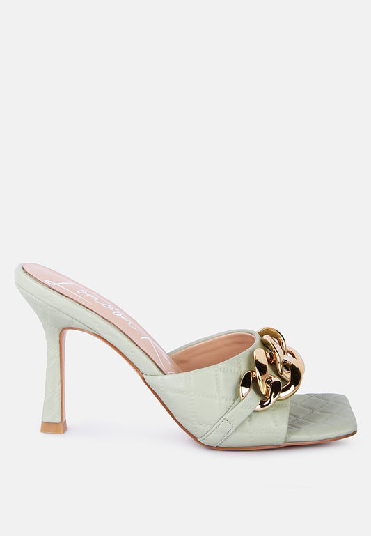 Mermaid Quilted Metallic Chain Embellished Sandals-0