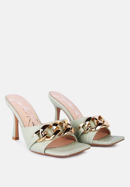 Mermaid Quilted Metallic Chain Embellished Sandals-1