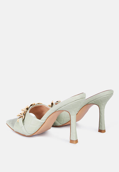 Mermaid Quilted Metallic Chain Embellished Sandals-2