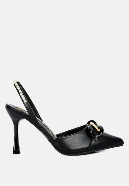 Pull Me Diamante Embellished Chain Sandals-7