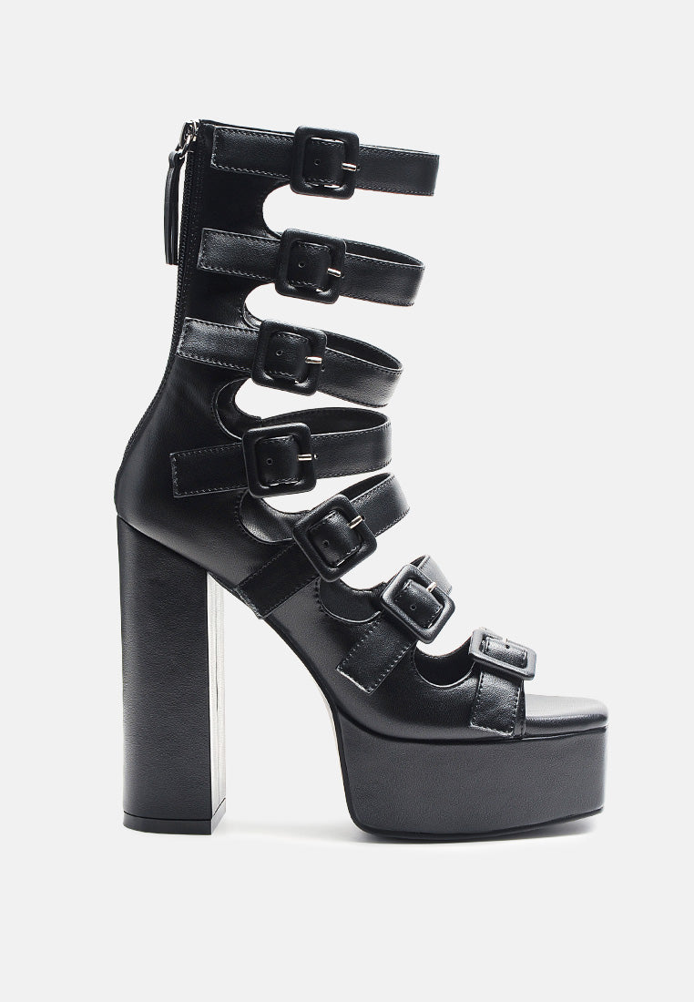 Sarouchi Caged Gladiator Platform Sandals-0