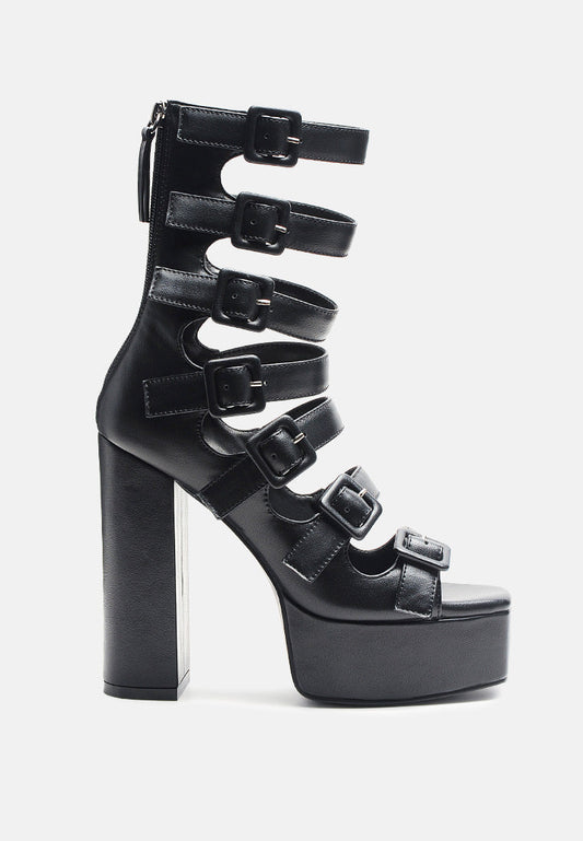 Sarouchi Caged Gladiator Platform Sandals-0