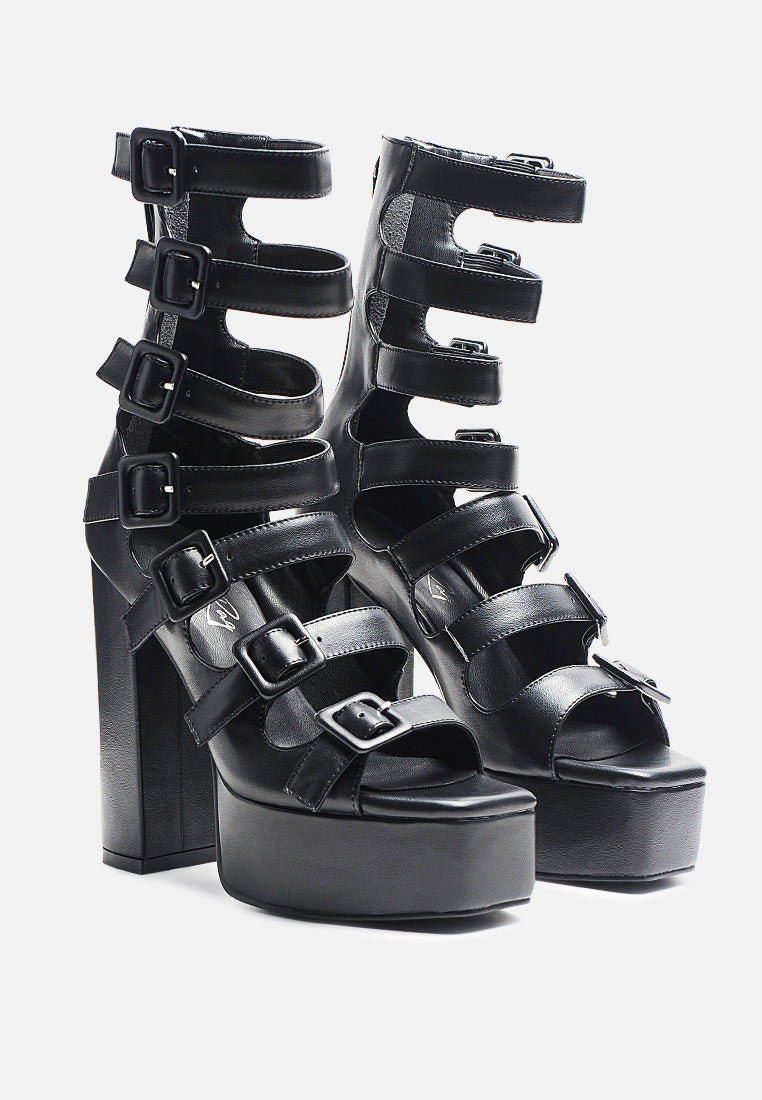Sarouchi Caged Gladiator Platform Sandals-1