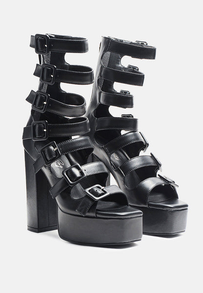 Sarouchi Caged Gladiator Platform Sandals-1