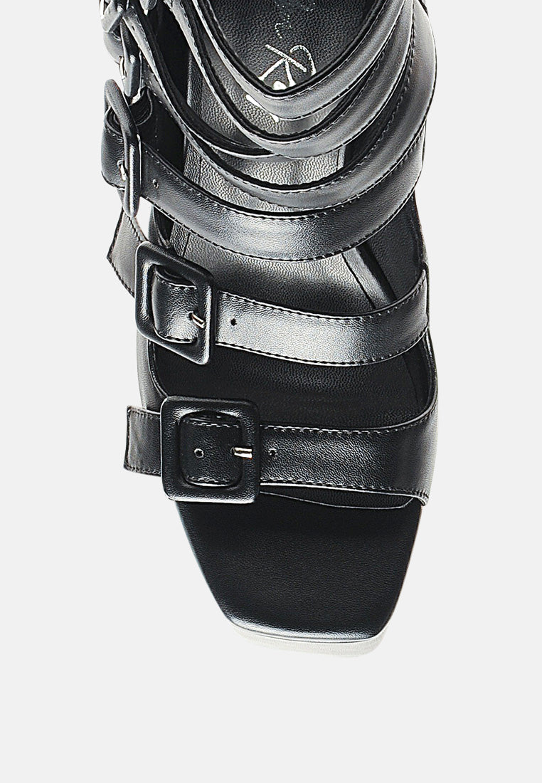 Sarouchi Caged Gladiator Platform Sandals-3